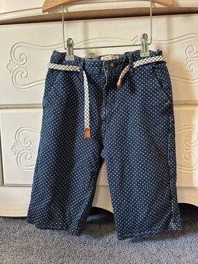 Zara boys Navy Polka Dot Shorts with Braided Drawstring 7,8